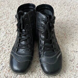 Remonte Women's Black Leather Booties with Warm Lining